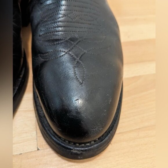 VintageBouletWesternTwoToneRealLeatherCowboyRubberBootsBlackMen75 - Picture 10 of 13